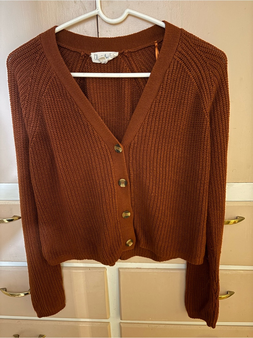 Cloud Chaser Rust Knit Button-Front Cardigan